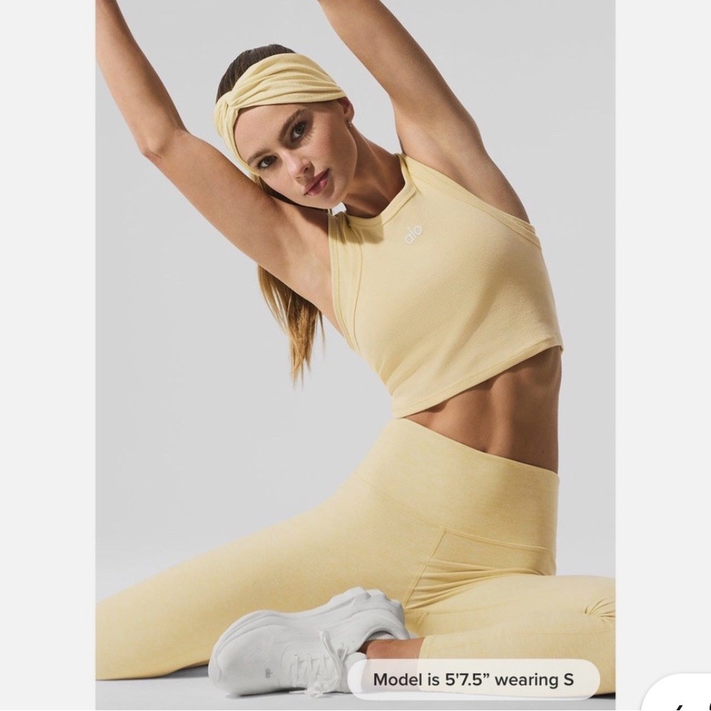 Alo Yoga Aspire Tank Alosoft 7/8 Legging Warm Butter Yellow Small Set